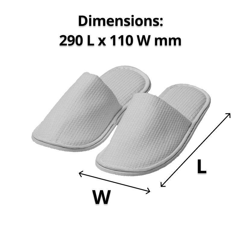 Closed Toe Waffle Slip On Slippers White Hotel/Bath/Guest/Home 100 Pairs Bulk 573629 (100 Pairs) - SuperOffice
