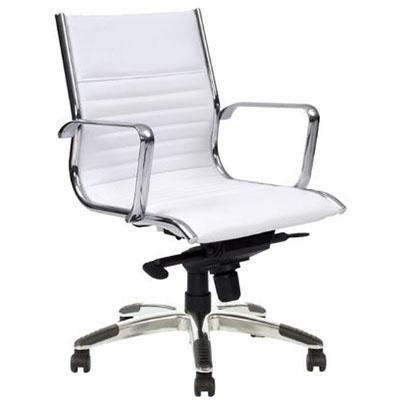 Cogra Office Chair Medium Back Pu White YS115M-WHT - SuperOffice