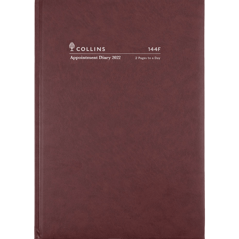 Collins 2022 Appointment Diary 2 Pages To Day 15 Minute A4 Burgundy 144F.P78-22 (144F - 2 Pages Per Day) - SuperOffice