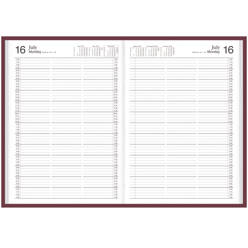 Collins 2022 Appointment Diary 2 Pages To Day 15 Minute A4 Burgundy 144F.P78-22 (144F - 2 Pages Per Day) - SuperOffice
