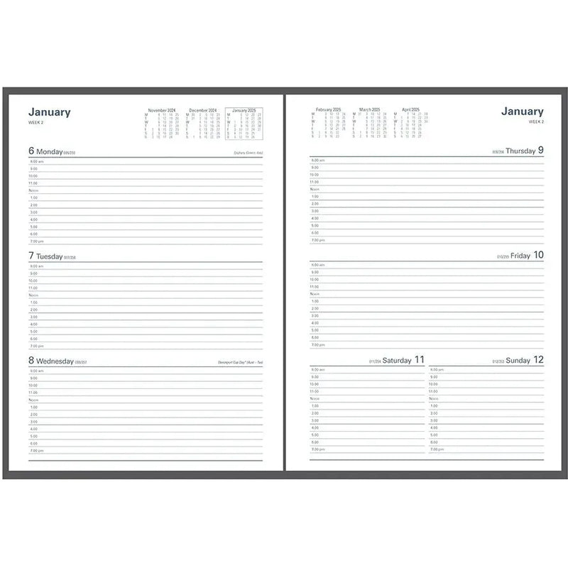 Collins 2025 Kingsgrove Hard Cover Week to View Diary Planner Black 341.P99-25 - SuperOffice