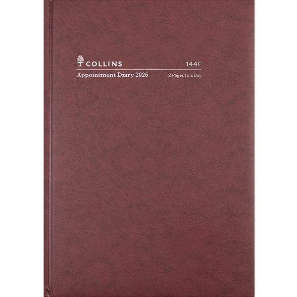 Collins 2026 Appointment Diary 2 Pages To Day 15 Minute A4 Burgundy 144F.P78 144F.P78-26 - SuperOffice