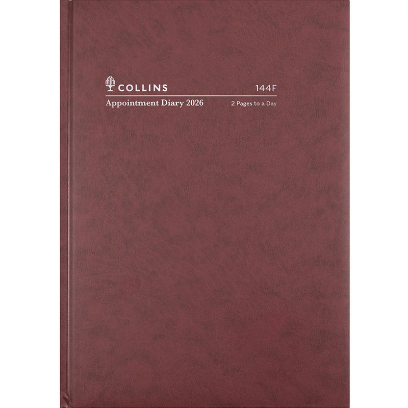 Collins 2026 Appointment Diary 2 Pages To Day 15 Minute A4 Burgundy 144F.P78 144F.P78-26 - SuperOffice