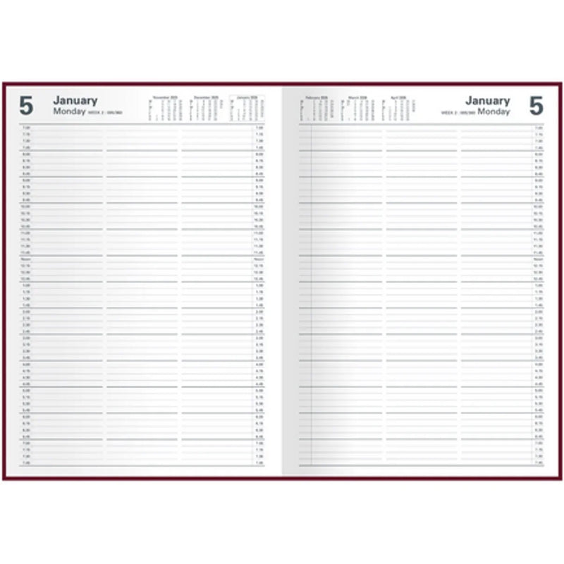 Collins 2026 Appointment Diary 2 Pages To Day 15 Minute A4 Burgundy 144F.P78 144F.P78-26 - SuperOffice