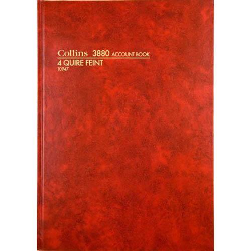 Collins 3880 Series Account Book 4 Quire Feint Ruled 192 Leaf A4 Red 10947 - SuperOffice
