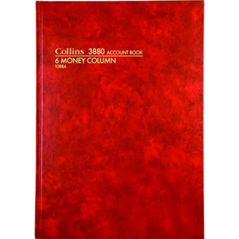 Collins 3880 Series Account Book 6 Money Column 84 Leaf A4 Red 10884 - SuperOffice