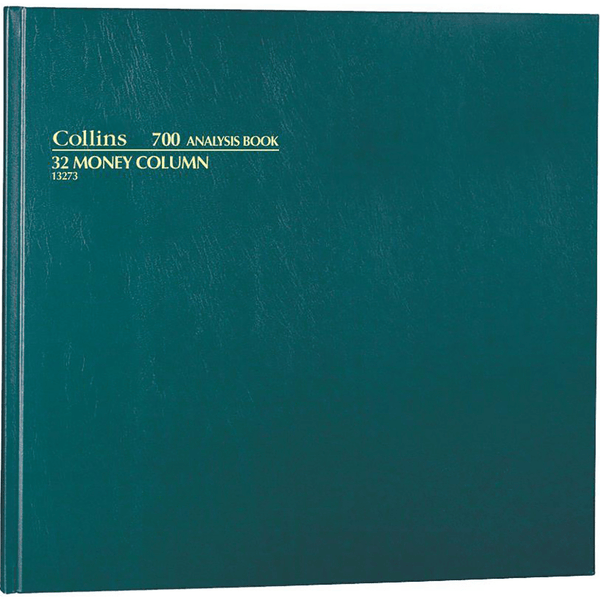 Collins 700 Series Analysis Book 32 Money Column 96 Leaf A3.5 Green 13273 - SuperOffice
