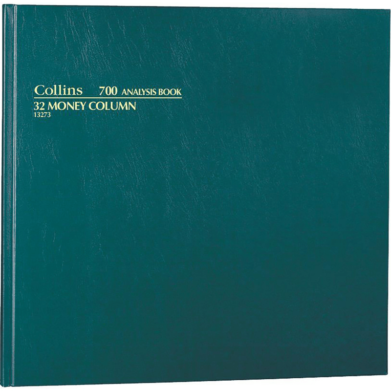 Collins 700 Series Analysis Book 32 Money Column 96 Leaf A3.5 Green 13273 - SuperOffice