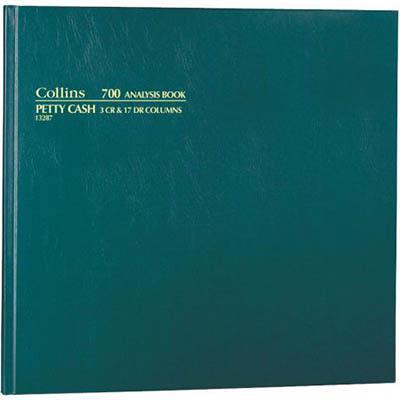 Collins 700 Series Analysis Book Petty Cash 3 Cr / 17 Dr Columns 96 Leaf A3.5 Green 13287 - SuperOffice