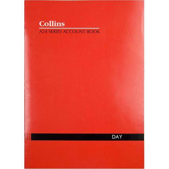 Collins A24 Series Account Book Day Feint Ruled Stapled 24 Leaf A4 Red 10201 - SuperOffice