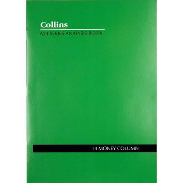 Collins A24 Series Analysis Book 14 Money Column Feint Ruled Stapled 24 Leaf A4 Green 10214 - SuperOffice