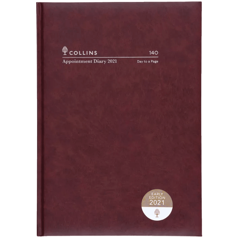 Collins A4 Day to Page 2021 Appointment Diary Burgundy 140.P78 (2021) - SuperOffice