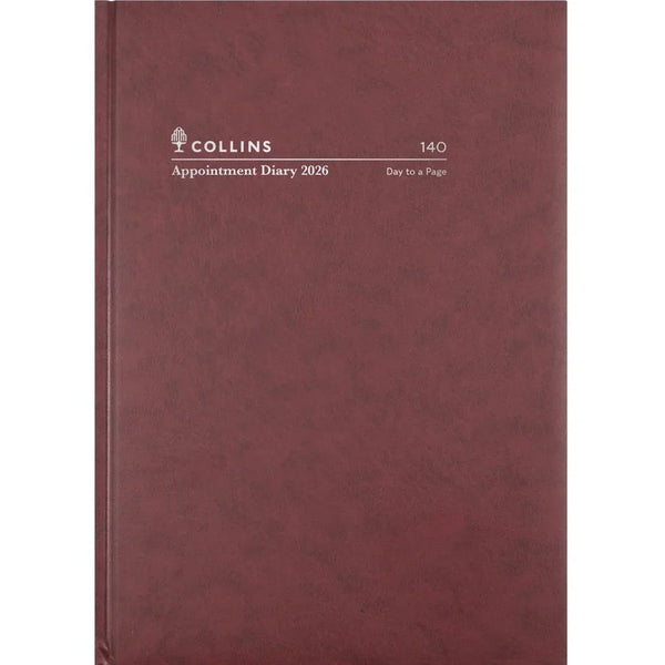 Collins A4 Day to Page 2026 Appointment Diary Burgundy 140.P78 140.P78-26 - SuperOffice