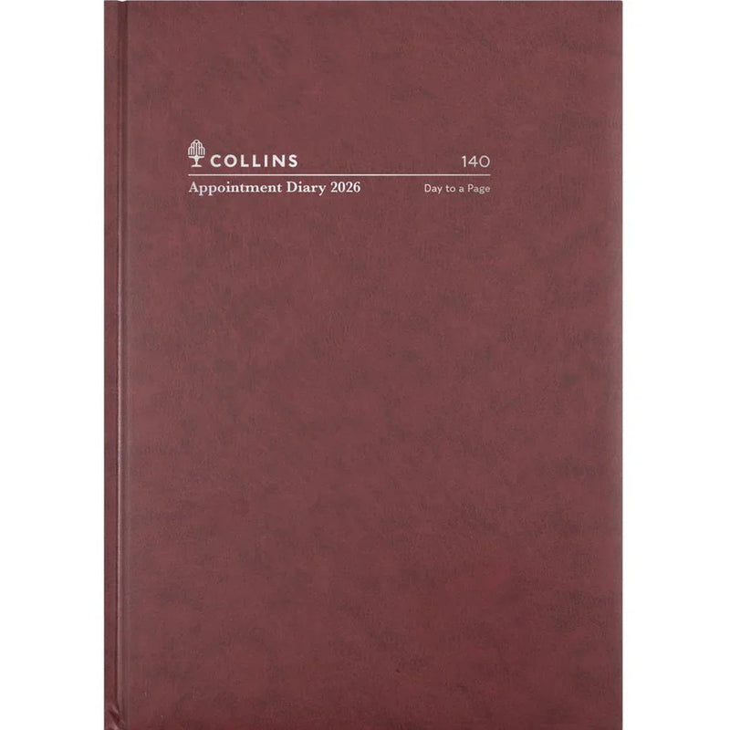 Collins A4 Day to Page 2026 Appointment Diary Burgundy 140.P78 140.P78-26 - SuperOffice