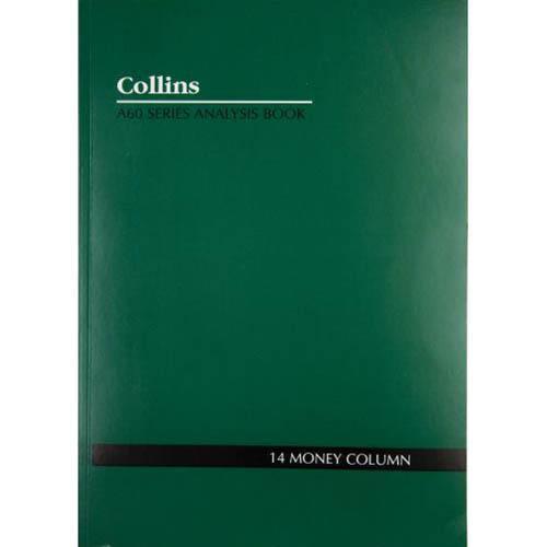 Collins A60 Series Analysis Book 14 Money Column Feint Ruled Stapled 60 Leaf A4 Green 10314 - SuperOffice