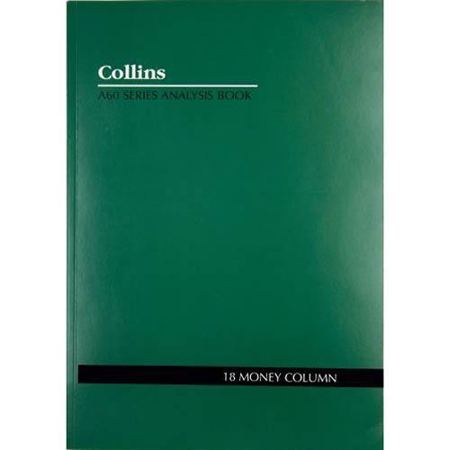 Collins A60 Series Analysis Book 18 Money Column Feint Ruled Stapled 60 Leaf A4 Green 10318 - SuperOffice