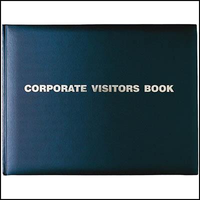 Collins Corporate Visitors Book 192 Page 300 X 200Mm Gold Blocked Black 2810P99 - SuperOffice