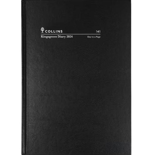 Collins Debden 2024 Kingsgrove Hard Cover 1 Day to Page DTP Diary Planner Black 141.P99-24 - SuperOffice