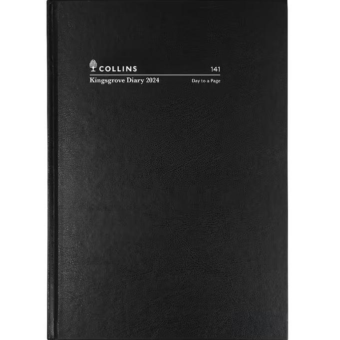 Collins Debden 2024 Kingsgrove Hard Cover 1 Day to Page DTP Diary Planner Black 141.P99-24 - SuperOffice