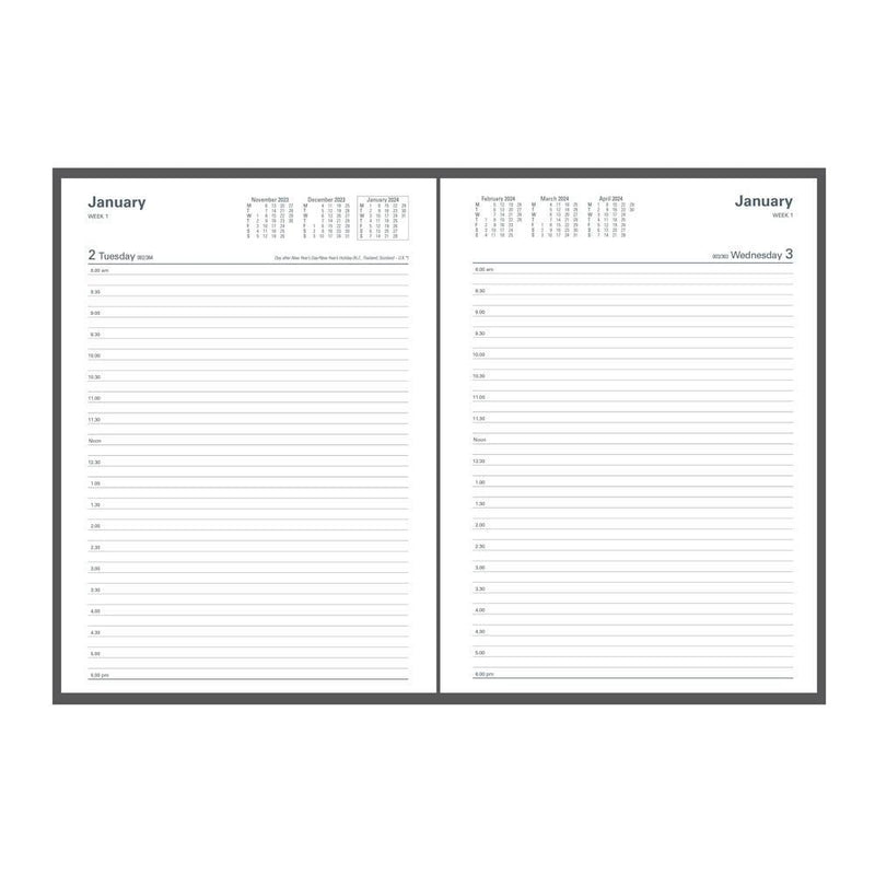 Collins Debden 2024 Kingsgrove Hard Cover 1 Day to Page DTP Diary Planner Blue 141.P59-24 - SuperOffice