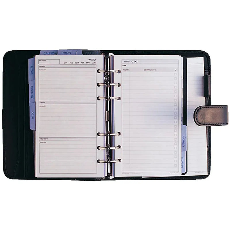 Collins Debden Dayplanner Personal Edition Snap Closure 172x96mm Black PU PR2599 - SuperOffice