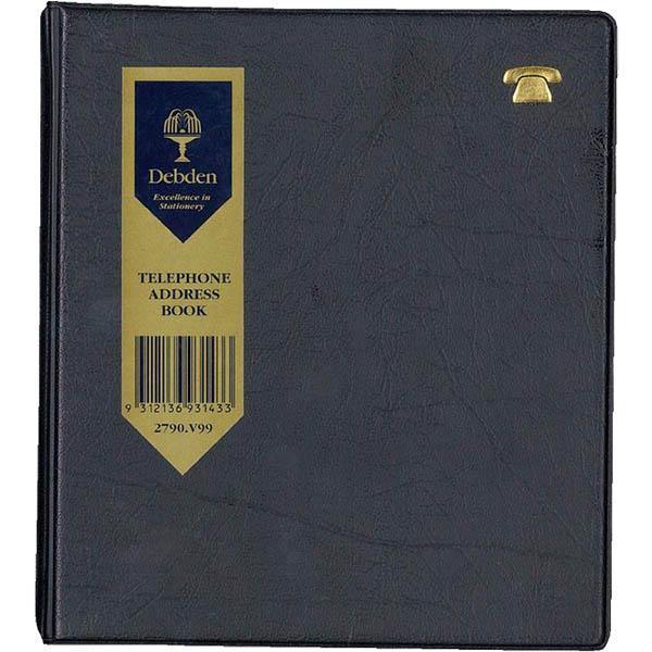 Collins Telephone And Address Book Ring Bound Pvc 152 X 120Mm Black 2790V99 - SuperOffice