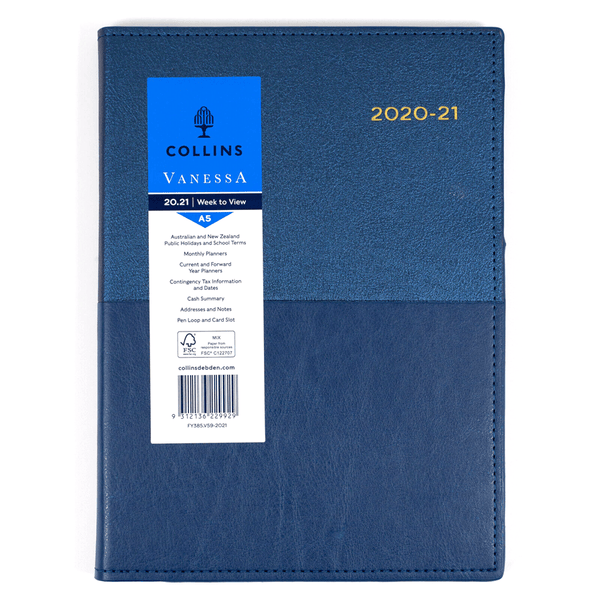 Collins Vanessa 2020-2021 Financial Year FY Diary A5 Week To View Blue FY38520/21 - SuperOffice