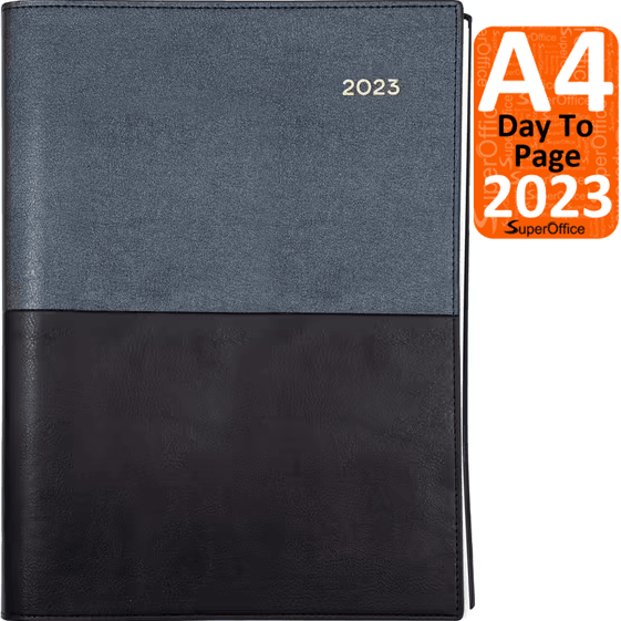 Collins Vanessa A4 Day To Page 2023 Diary Black Calendar Year Planner 145.V99-23 (Black A4 DTP 2023) - SuperOffice
