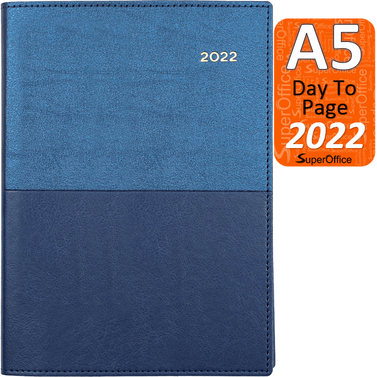 Collins Vanessa A5 Day To Page 2022 Diary Blue Planner 185.V59-22 (2022 A5 DTP Blue) - SuperOffice