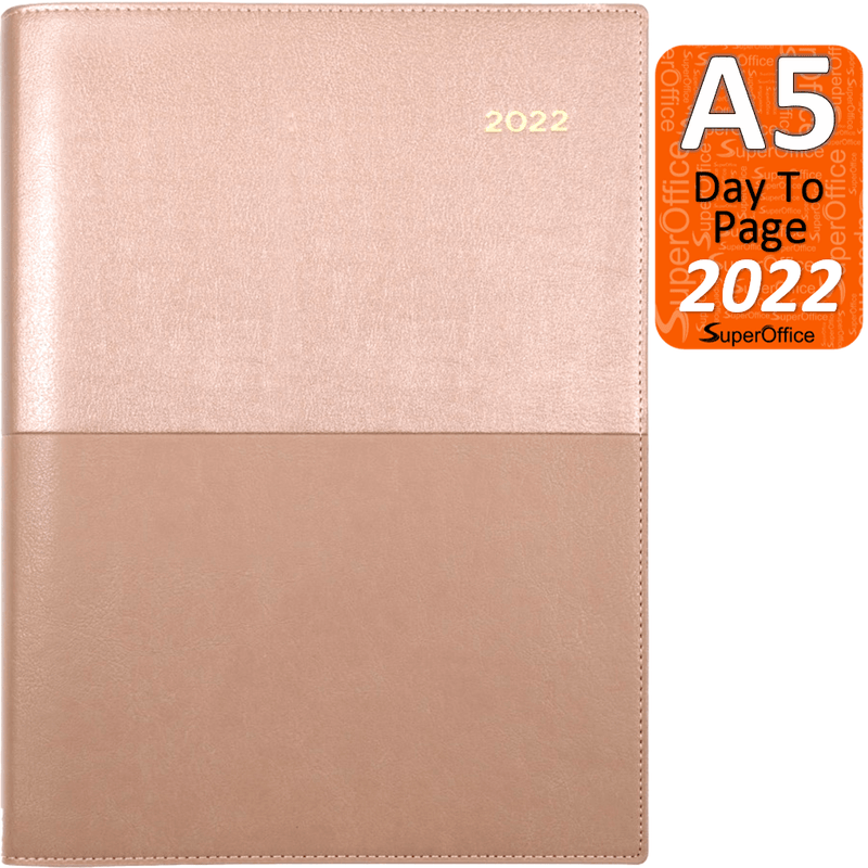 Collins Vanessa A5 Day To Page 2022 Diary Rose Gold Planner 185.V49-22 (2022 A5 DTP Rose) - SuperOffice