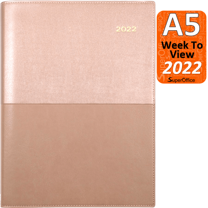 Collins Vanessa A5 Week To View 2022 Diary Rose Gold Calendar Year Planner 385.V49-22 (A5 WTV Rose) - SuperOffice