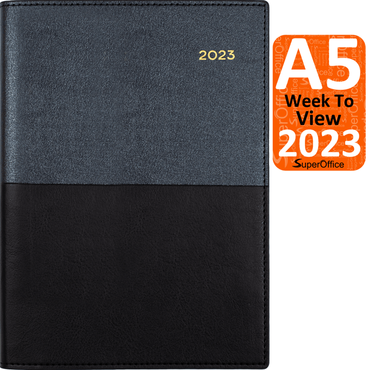 Collins Vanessa A5 Week To View 2023 Diary Planner Black 385.V99 (2023 A5 WTV BLK) - SuperOffice