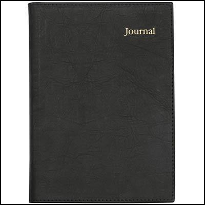 Collins Vanessa Notebook Journal Short Lined Wirobound 200 Page Leathergrain Pvc A4 Black NB325 - SuperOffice