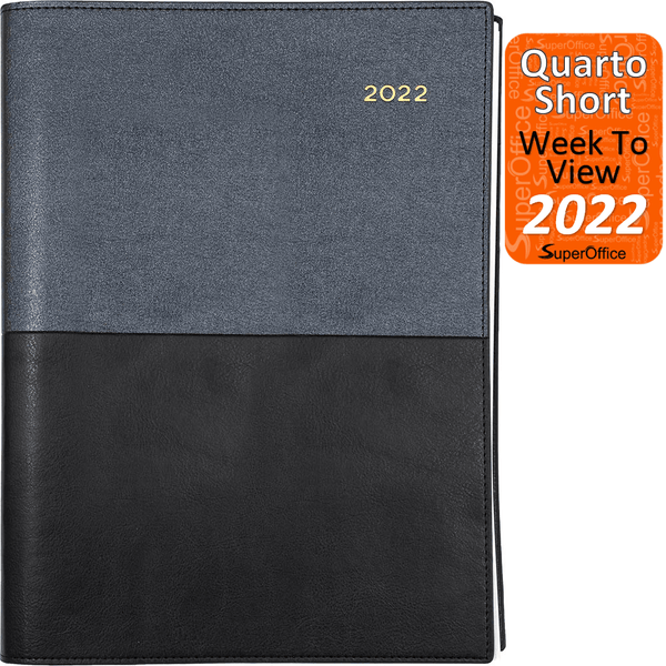Collins Vanessa Quarto A4 Week To View 2022 Diary Black Calendar Planner 325.V99-22 (2022 Quarto Short Black) - SuperOffice