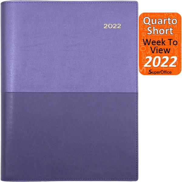 Collins Vanessa Quarto Short Week To View 2022 Diary Purple Planner 325.V55-22 (Purple Quarto) - SuperOffice