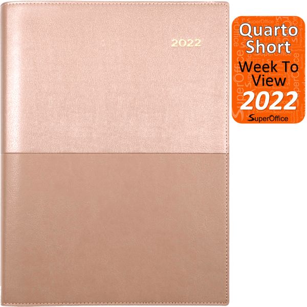 Collins Vanessa Quarto Short Week To View 2022 Diary Rose Gold Planner 325.V49-22 (2022 Quarto Rose) - SuperOffice