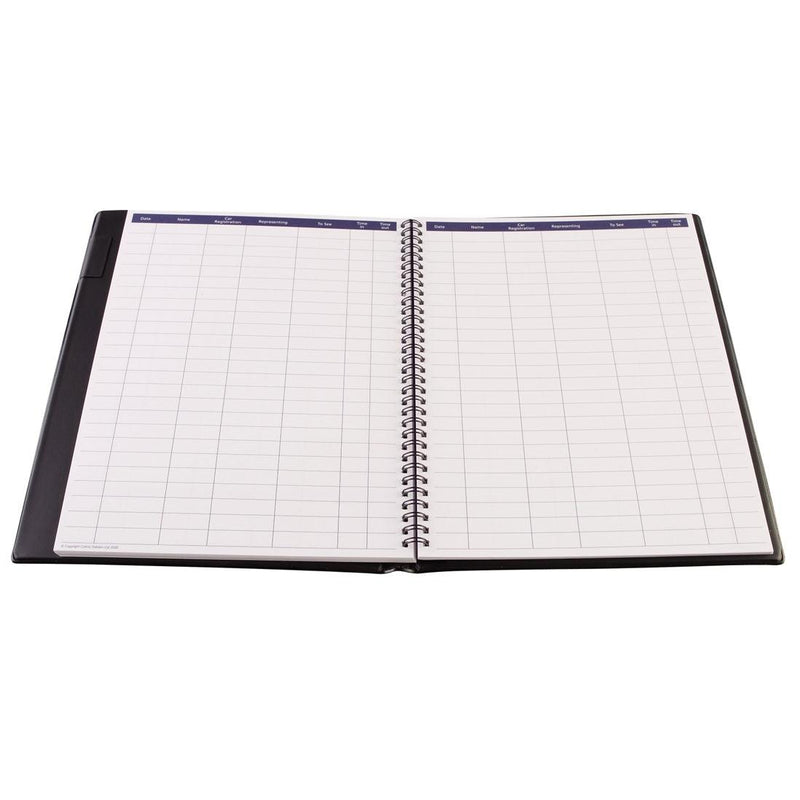 Collins Visitors Book Short Wiro Bound A4 64 Leaf Pvc A4 Black 2820.V99 - SuperOffice