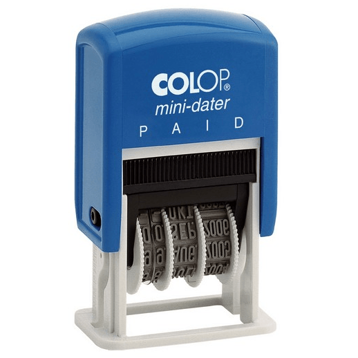 Colop S160/L2B Mini Dater Stamp Paid Blisterpack 4Mm Blue/Red 987137 - SuperOffice