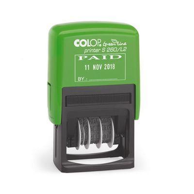 Colop S260/L2 Green Dater Stamp 4Mm Paid Red/Blue Pad 9871251 - SuperOffice