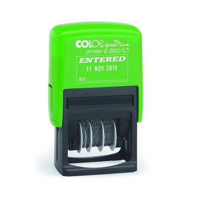 Colop S260/L5 Green Dater Stamp 4Mm Entered Red/Blue Pad 9871271 - SuperOffice