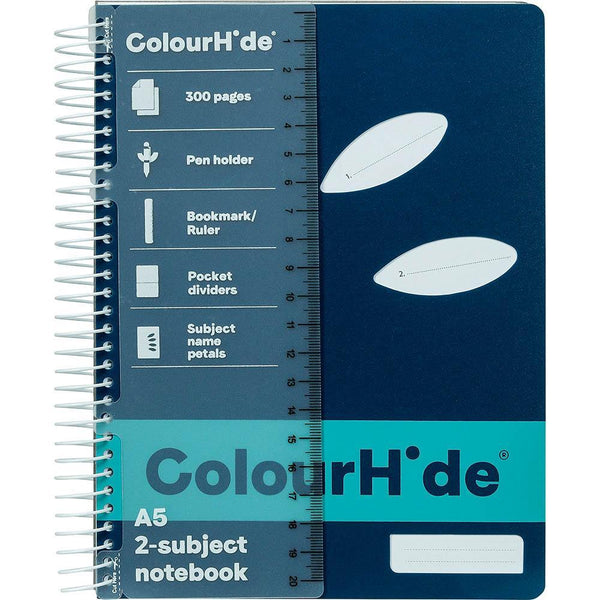 Colourhide 2-Subject Notebook 300 Page A5 Navy 1717327J - SuperOffice