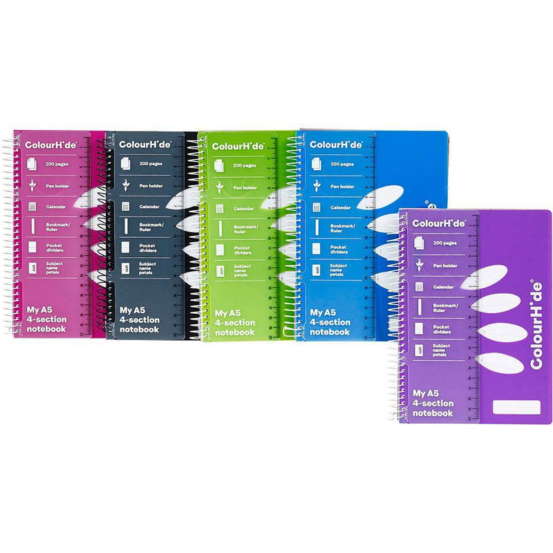 Colourhide 4-Subject Notebook 200 Page A5 Assorted 1717899H - SuperOffice