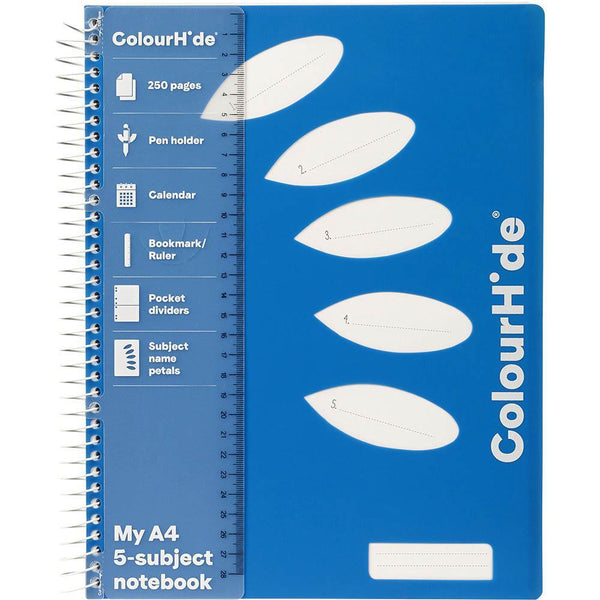 Colourhide 5-Subject Notebook 250 Page A4 Blue 1719601H - SuperOffice