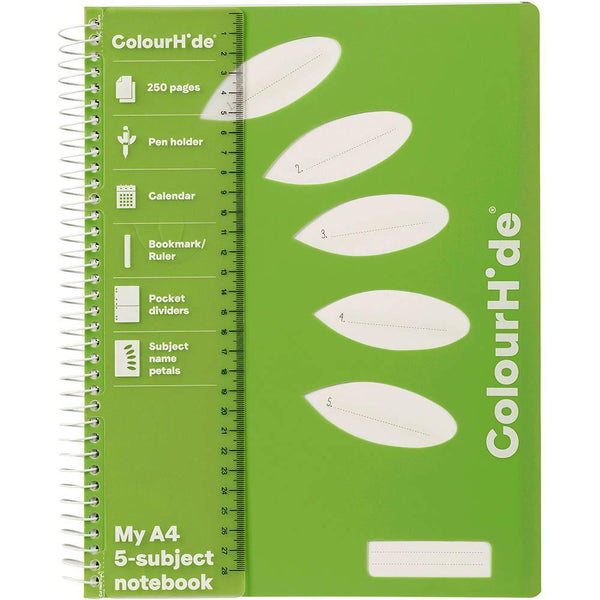 Colourhide 5-Subject Notebook 250 Page A4 Green 1719604H - SuperOffice