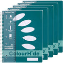Colourhide 5-Subject Section Notebook 250 Page A4 Teal Green Book 1719607M (5 Pack) - SuperOffice