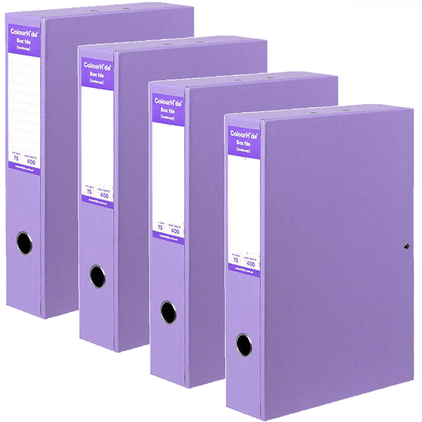 Colourhide Box File Foolscap Purple 4 Pack Filing Storage Documents 8001019J (4 Pack) - SuperOffice