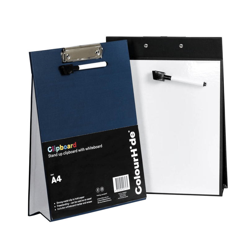 Colourhide Clipboard Easel Standing with Whiteboard Eraser Marker Black Pack 10 4430002J (10 Pack) - SuperOffice