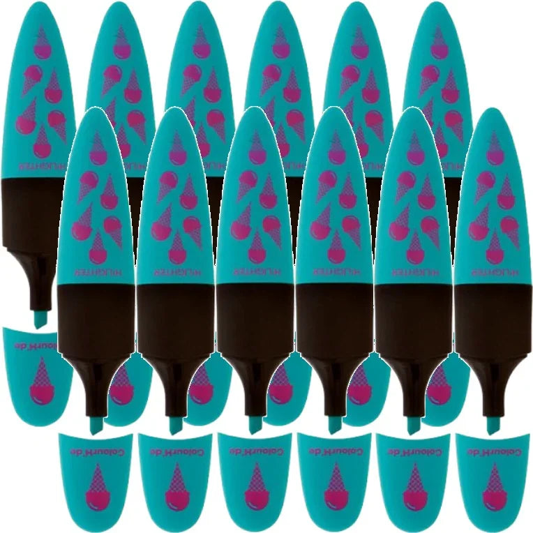 Colourhide Designer Highlighter Quirky Turquoise Blue Box 12 1960125 (Box 12) - SuperOffice