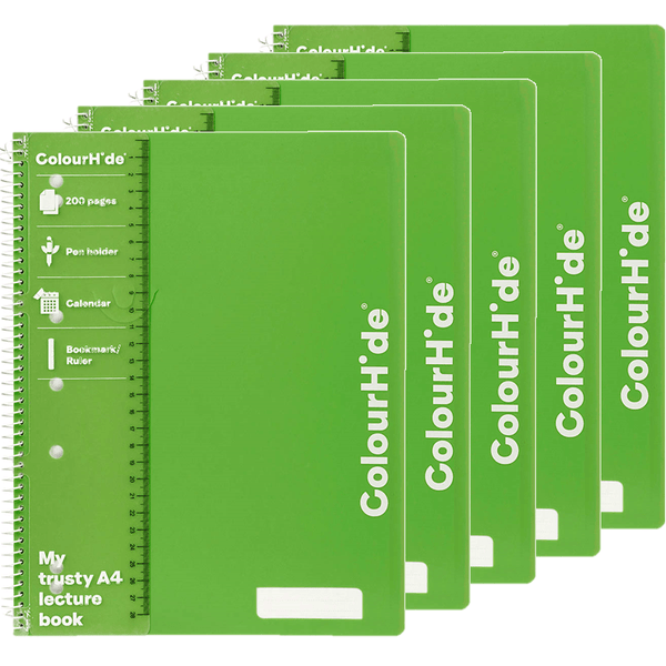Colourhide Lecture Exercise Notebook 200 Pages A4 Green Pack 5 1716604H (5 Pack) - SuperOffice