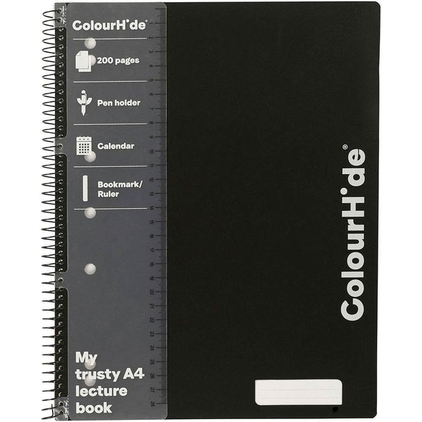 Colourhide Lecture Notebook 200 Page A4 Black 1716602H - SuperOffice